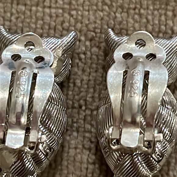 Sterling Silver Owl Clip On Earrings 925 Peridot Eyes Chalcedony Doublet Body - Picture 7 of 12